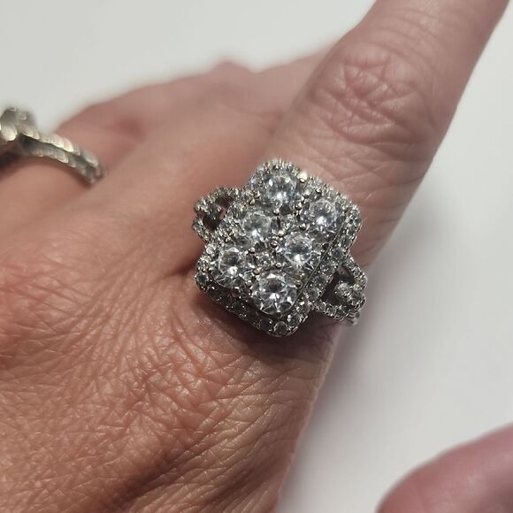 Vintage Sterling Silver Crystal Ring 925 - Picture 2 of 4